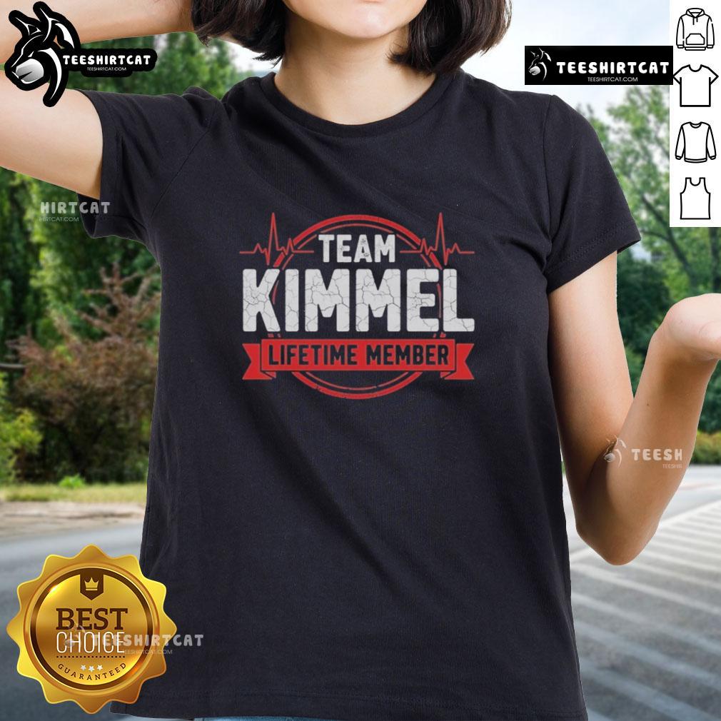 Premium Team Kimmel Lifetime Member ladies tee in soft fabric, showcasing stylish design for dedicated fans.