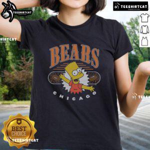 Alt Text: Premium The Simpsons Bart X Chicago Bears ladies tee featuring colorful graphic design and stylish fit for fans.