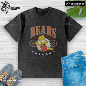 Alt Text: Premium The Simpsons Bart X Chicago Bears washed t-shirt featuring a colorful design of Bart Simpson in Bears gear.