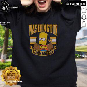 Alt Text: Premium The Simpsons Bart X Washington Commanders Sweatshirt featuring vibrant graphics and cozy fabric design.