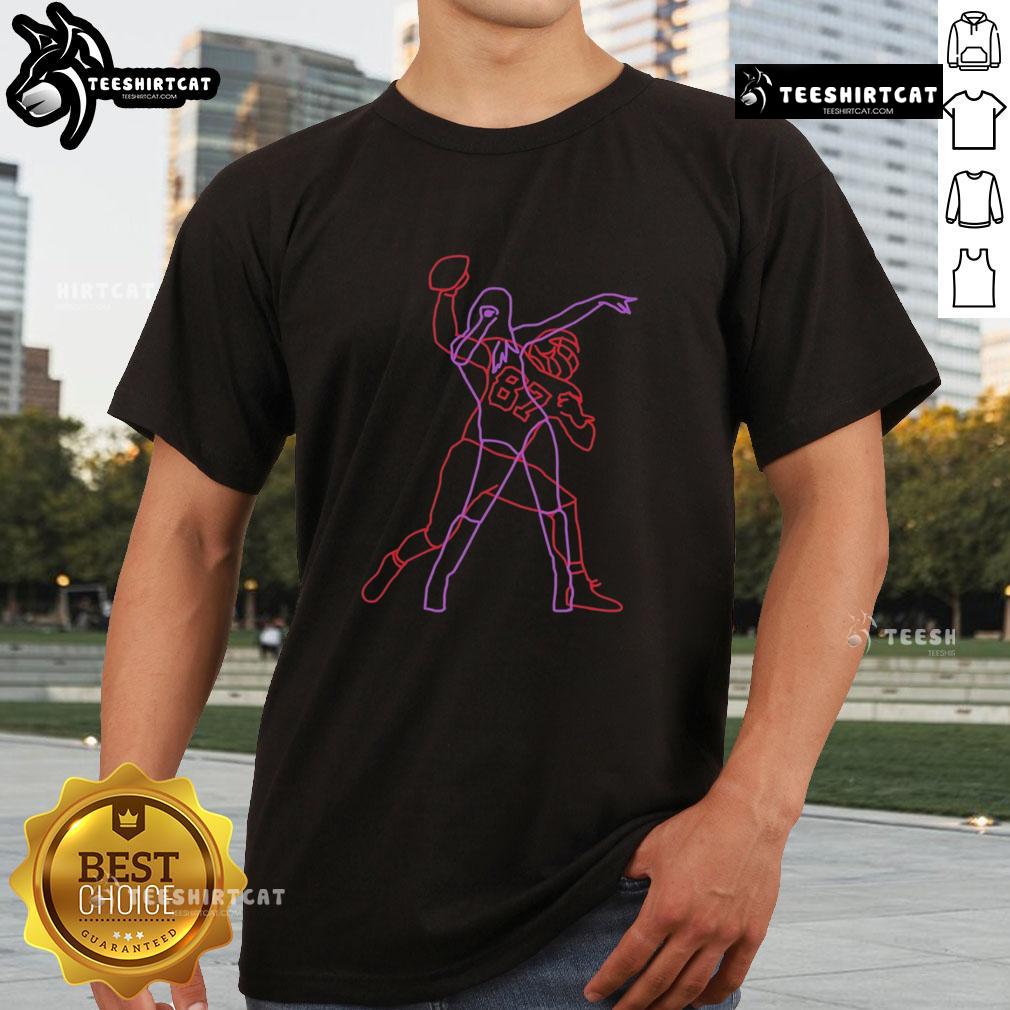 Premium Travis Kelce and Taylor TNT Neon Lights T-Shirt featuring vibrant graphics for fans of NFL and pop culture.