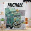 Pretty Cartoon Trash Truck Cute Blanket Fleece Customized Blanket