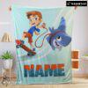 Pretty Catoon Sharkdog Sharkdog And Max Skateboarding Blanket Fleece Customized Blanket