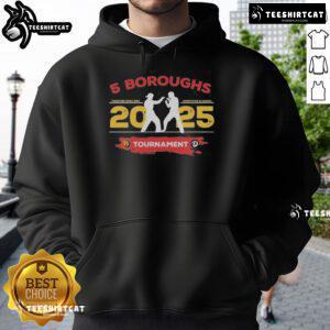 Alt Text: Pretty Cobra Kai Karate Kid hoodie celebrating the 4 Boroughs Legends Tournament tradition since 1984, everything is karate.