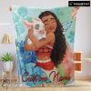 Pretty Disney Cartoon Moana Family With Friends Cute Blanket Fleece Customized Blanket