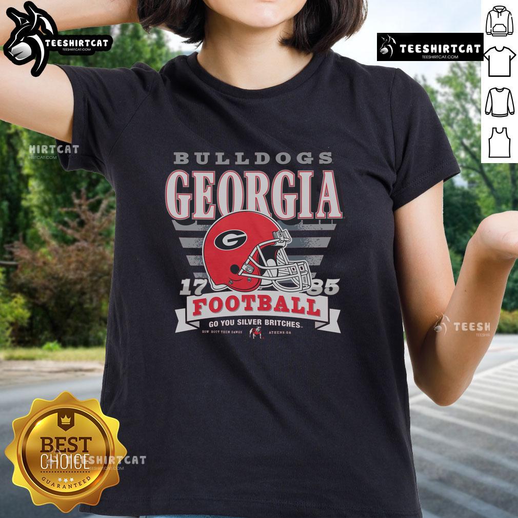 Pretty Georgia Bulldogs Stripe Splash Ladies Tee featuring vibrant colors and stylish design for fans and supporters.