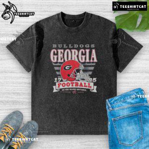 Alt Text: Stylish Pretty Georgia Bulldogs Stripe Splash Washed T-Shirt in vibrant colors, perfect for game day and casual wear.