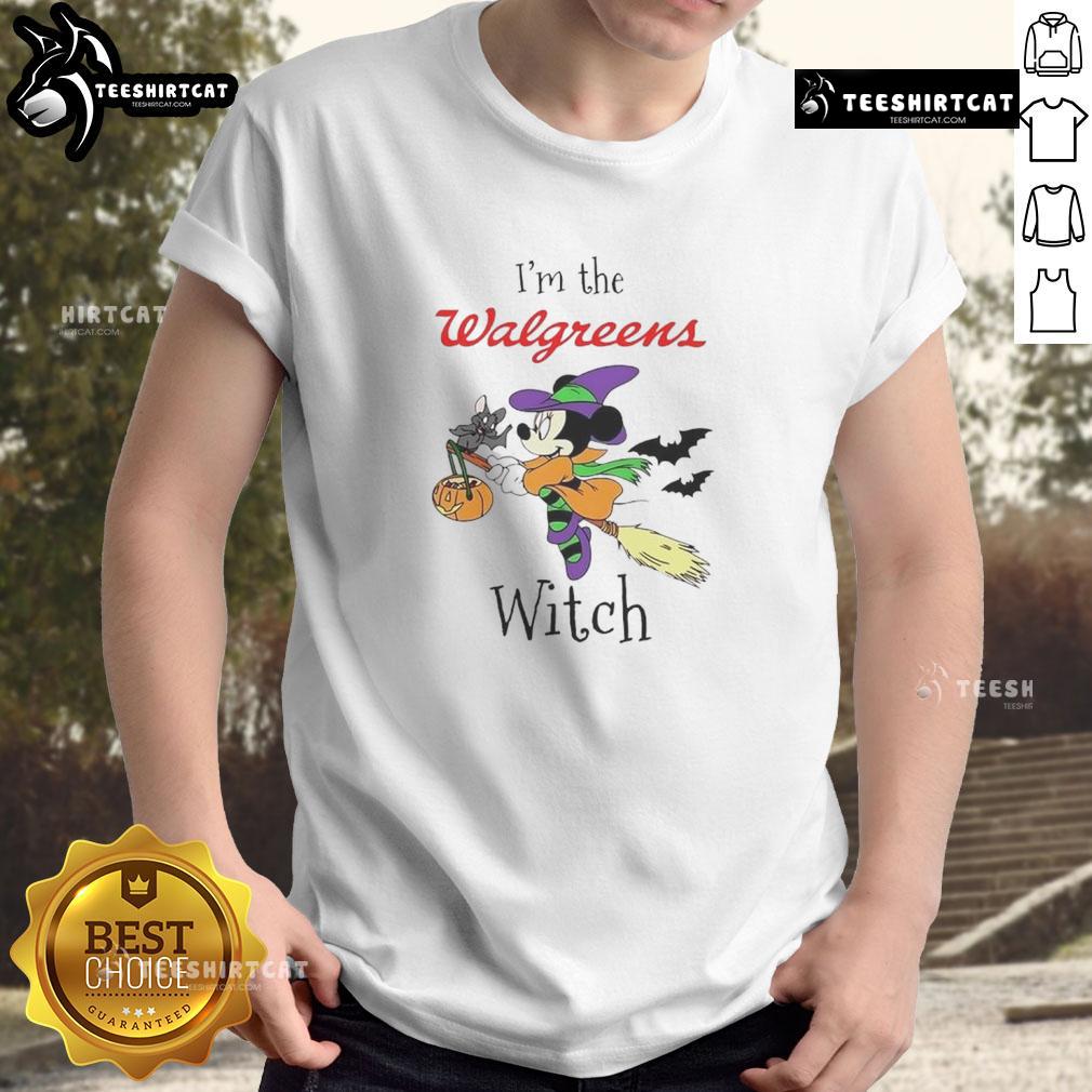 Pretty Minnie Mouse Halloween t-shirt for kids, featuring 'I'M Walgreen Witch' design for trick or treating fun.