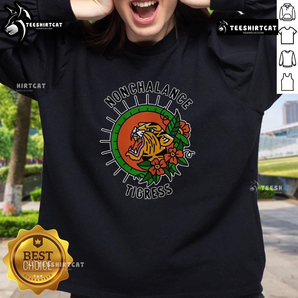Stylish Pretty Nonchalance Tigers sweatshirt featuring a bold tiger graphic, perfect for casual wear and animal lovers.