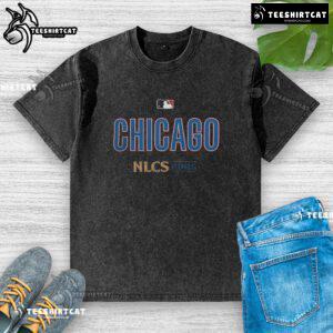 Top Chicago Cubs 2025 NLDS National League Baseball washed t-shirt featuring the team's logo and vintage style.