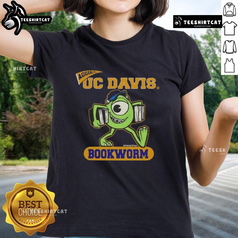 Top Monster Disney UC Davis Bookworm Ladies Tee featuring vibrant graphics and a comfortable fit for fans and book lovers.