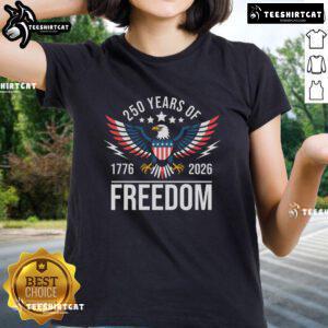 Alt Text: Americas Semi-Quincentennial 250th Anniversary Eagle design on a women's tee, perfect for celebrating 2026.
