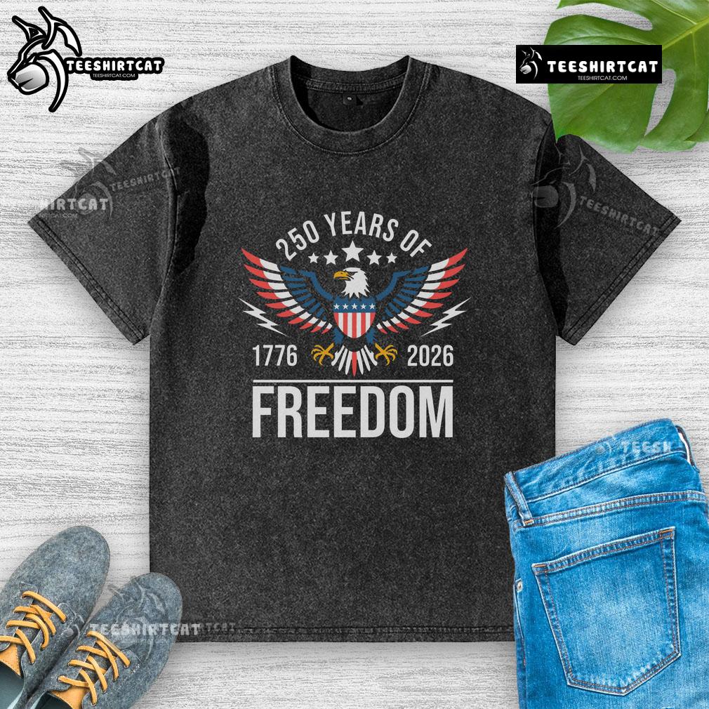 Americas Semi Quincentennial 250th Anniversary Eagle graphic on a washed t-shirt, celebrating 2026 milestone.