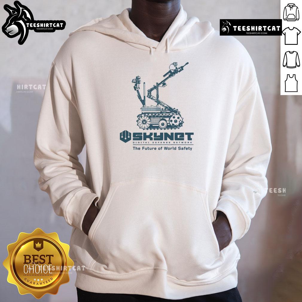 Awesome Skynet Hoodie featuring a futuristic design focused on world safety, perfect for tech enthusiasts and fashion lovers.