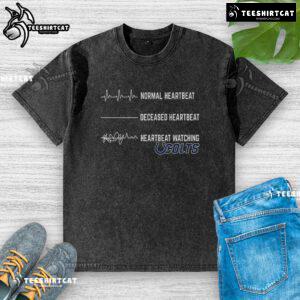 Alt Text: Funny heartbeat graphic on a washed Indianapolis Colts t-shirt, perfect for fans showing team spirit and humor.