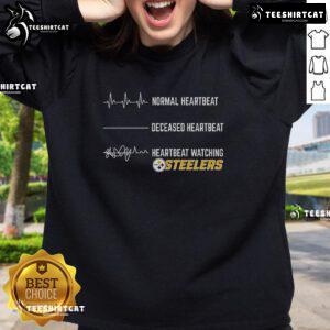 Alt Text: Funny heartbeat design on a Pittsburgh Steelers sweatshirt for fans, showcasing team spirit and unique style.