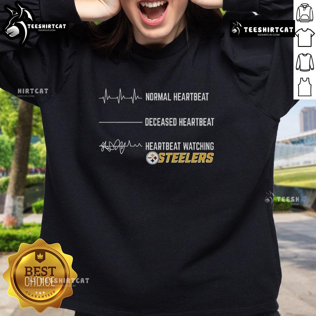 Alt Text: Funny heartbeat design on a Pittsburgh Steelers sweatshirt for fans, showcasing team spirit and unique style.
