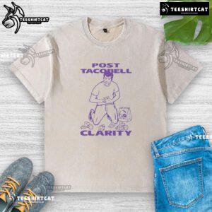 Funny Taco Bell clarity washed t-shirt featuring a humorous graphic for food lovers and casual wear enthusiasts.