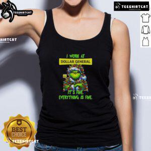 Good Grinch Christmas Tree tank top from Dollar General, featuring a playful design that says 'It's fine, everything is fine.'