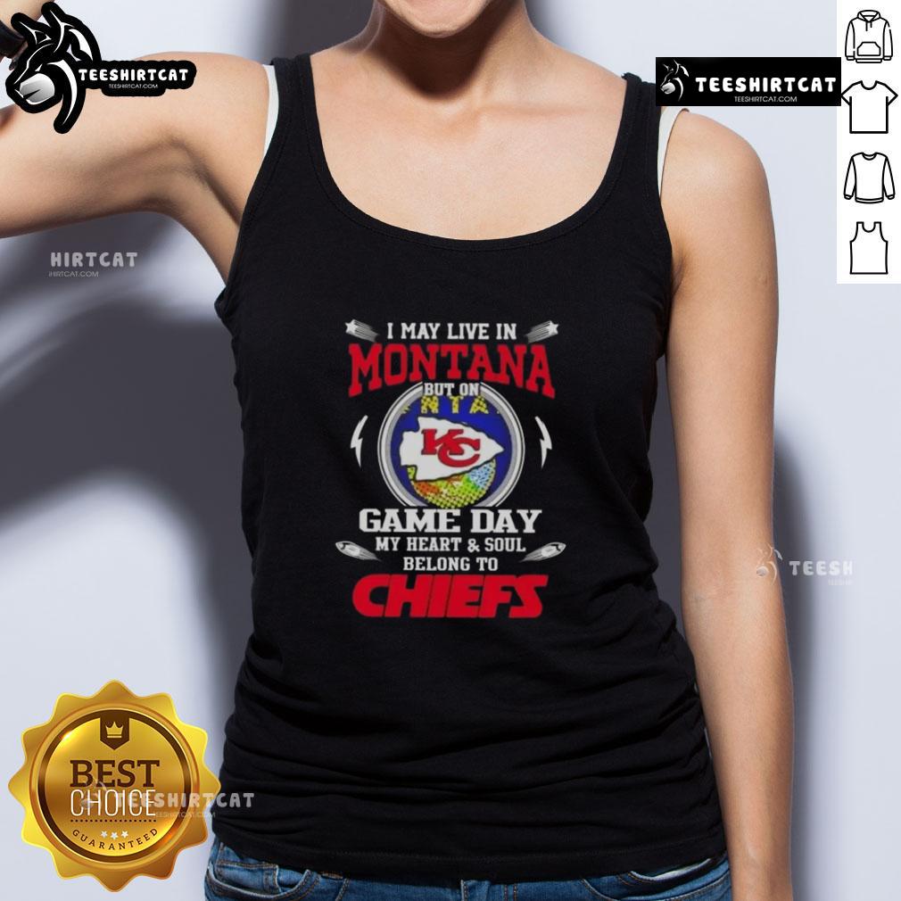 Game day tank top featuring 'My heart belongs to Kansas City Chiefs' design, perfect for fans in Montana.