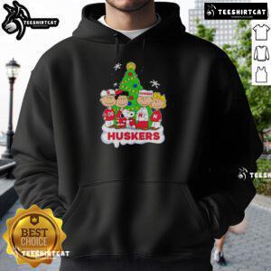 Good Peanuts Characters X Nebraska Cornhuskers Christmas Hoodie featuring festive designs perfect for holiday cheer.