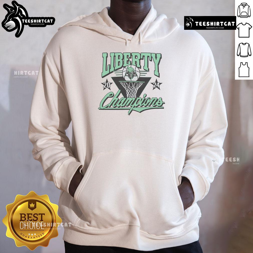 New York Liberty hoodie celebrating the 2024 WNBA Champions, showcasing team colors and logo for fans.