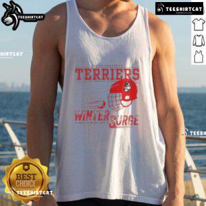Boston University Terriers winter surge tank top featuring vibrant colors and the iconic BU logo for stylish fan wear.