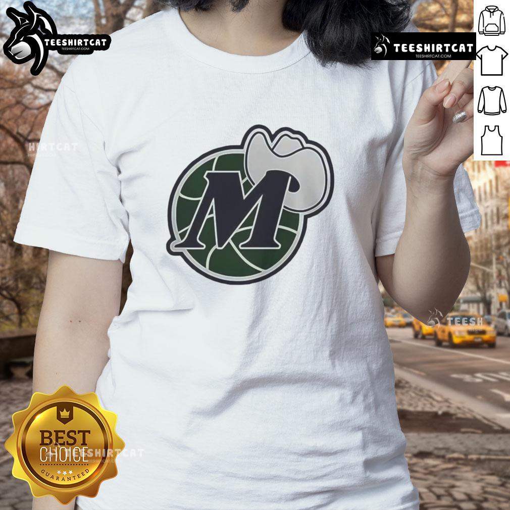 Alt Text: Dallas Mavericks basketball logo on a stylish ladies tee, perfect for fans and casual wear.