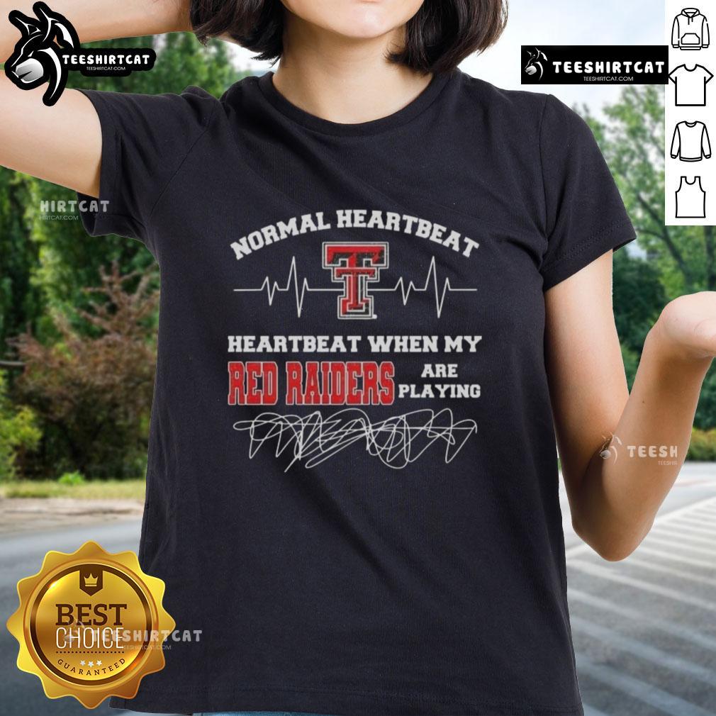 Alt Text: Nice normal heartbeat graphic on a ladies tee celebrating Texas Tech Red Raiders during game day.