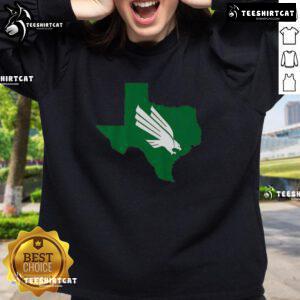 Alt Text: Stylish Nice North Texas Mean Green Texas diving eagle sweatshirt in vibrant green, perfect for fans and casual wear.