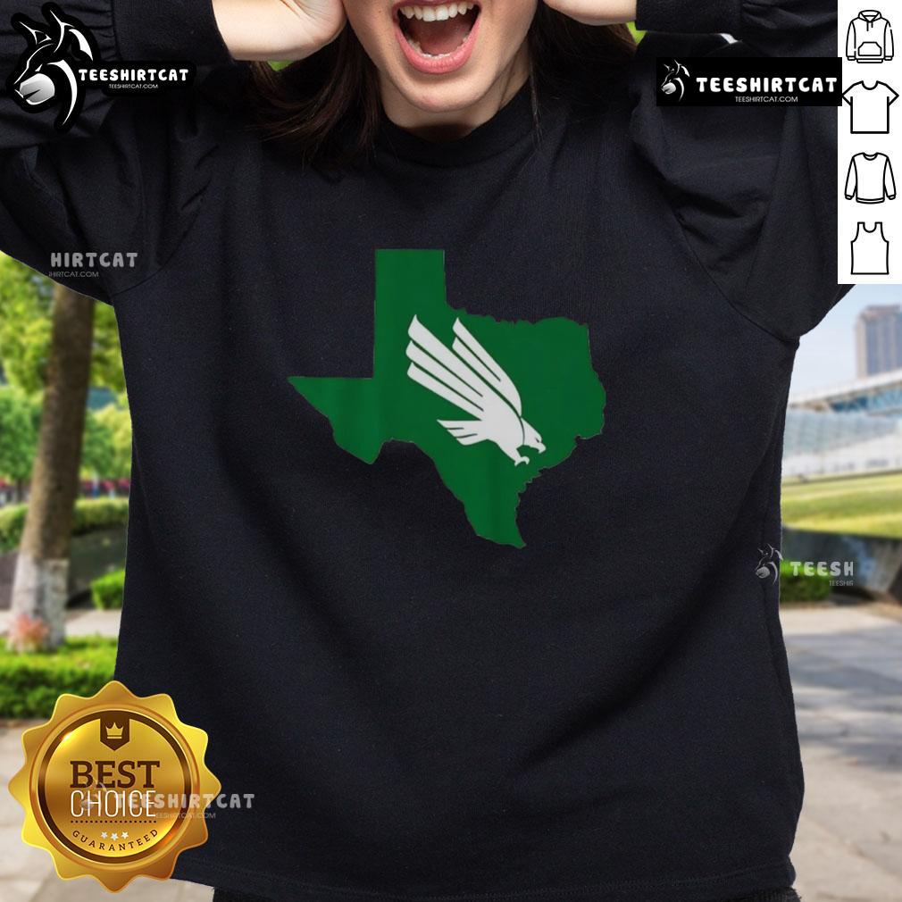 Alt Text: Stylish Nice North Texas Mean Green Texas diving eagle sweatshirt in vibrant green, perfect for fans and casual wear.