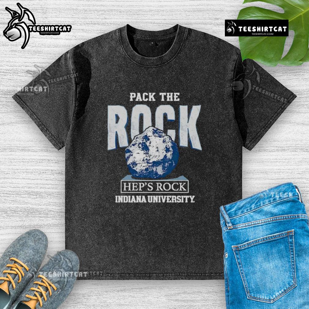 Nice Pack The Rock Indiana Hoosiers washed t-shirt featuring bold graphics in team colors for fans and supporters.