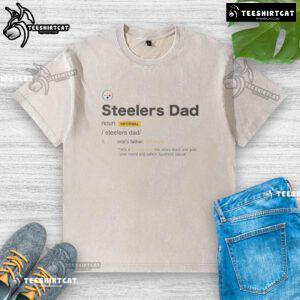 Alt Text: Nice Pittsburgh Steelers Dad Definition Washed T-Shirt showcasing a stylish design for devoted Steelers fans.