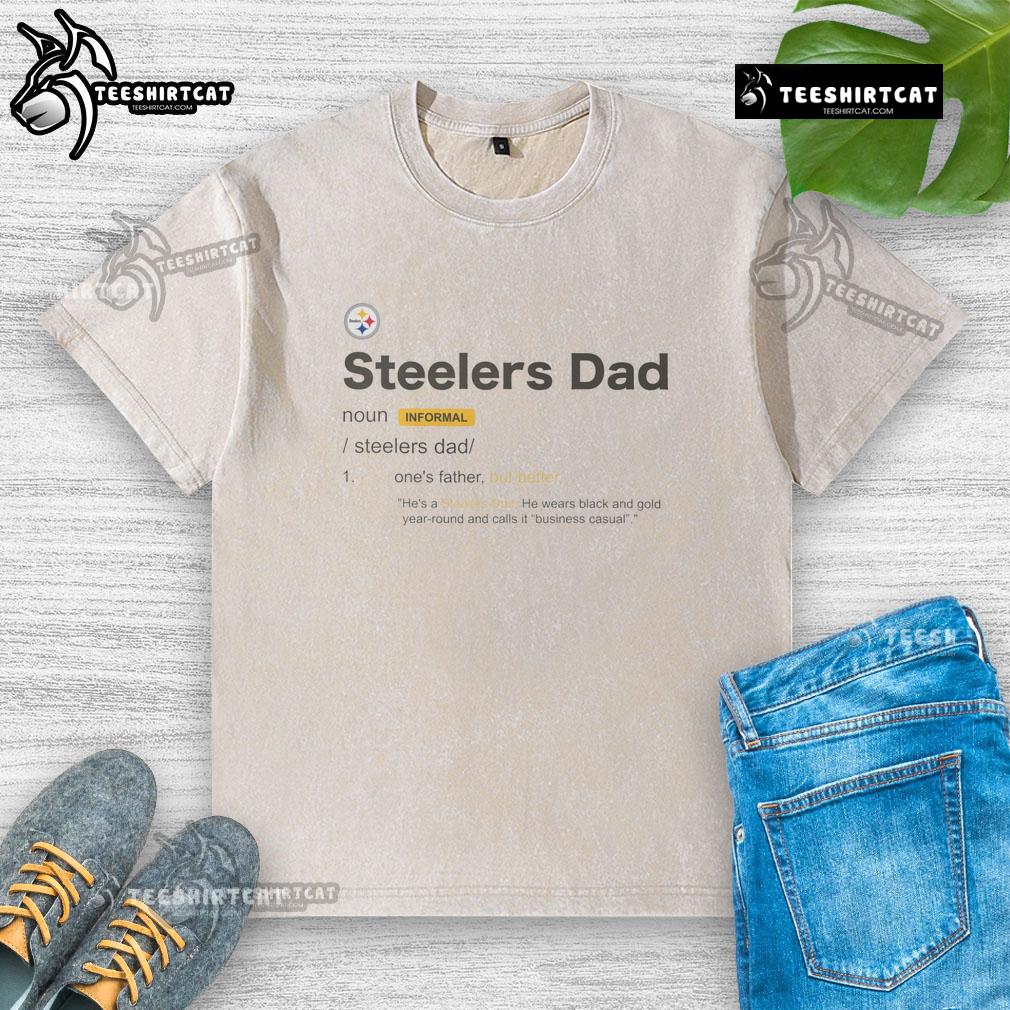 Alt Text: Nice Pittsburgh Steelers Dad Definition Washed T-Shirt showcasing a stylish design for devoted Steelers fans.