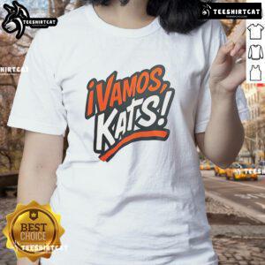 Alt Text: Nice Sam Houston Bearkats football 'Vamos Kats' ladies tee showcasing team spirit and vibrant design.