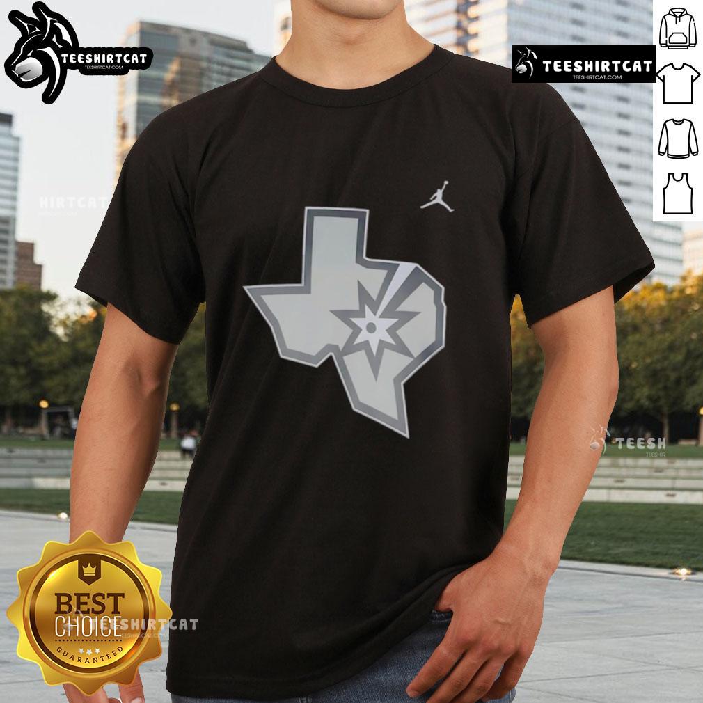 Nice San Antonio Spurs Texas State silver t-shirt featuring team logo, perfect for fans and casual wear.
