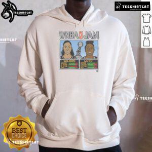 2025 WNBA Champions hoodie featuring Aces stars Wilson and Loyd, celebrating their victory in stylish fashion.