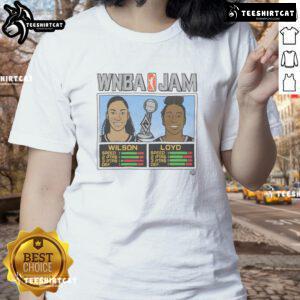 2025 WNBA Champs Aces Tee featuring Wilson and Loyd, celebrating women's basketball excellence and team spirit.