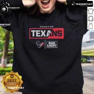Alt Text: Official Bud Light Houston Texans team sweatshirt featuring team logo and colors, perfect for game day wear.