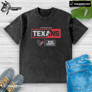 Alt Text: Official Bud Light Houston Texans Team washed t-shirt featuring vibrant team colors and logo, perfect for game day.