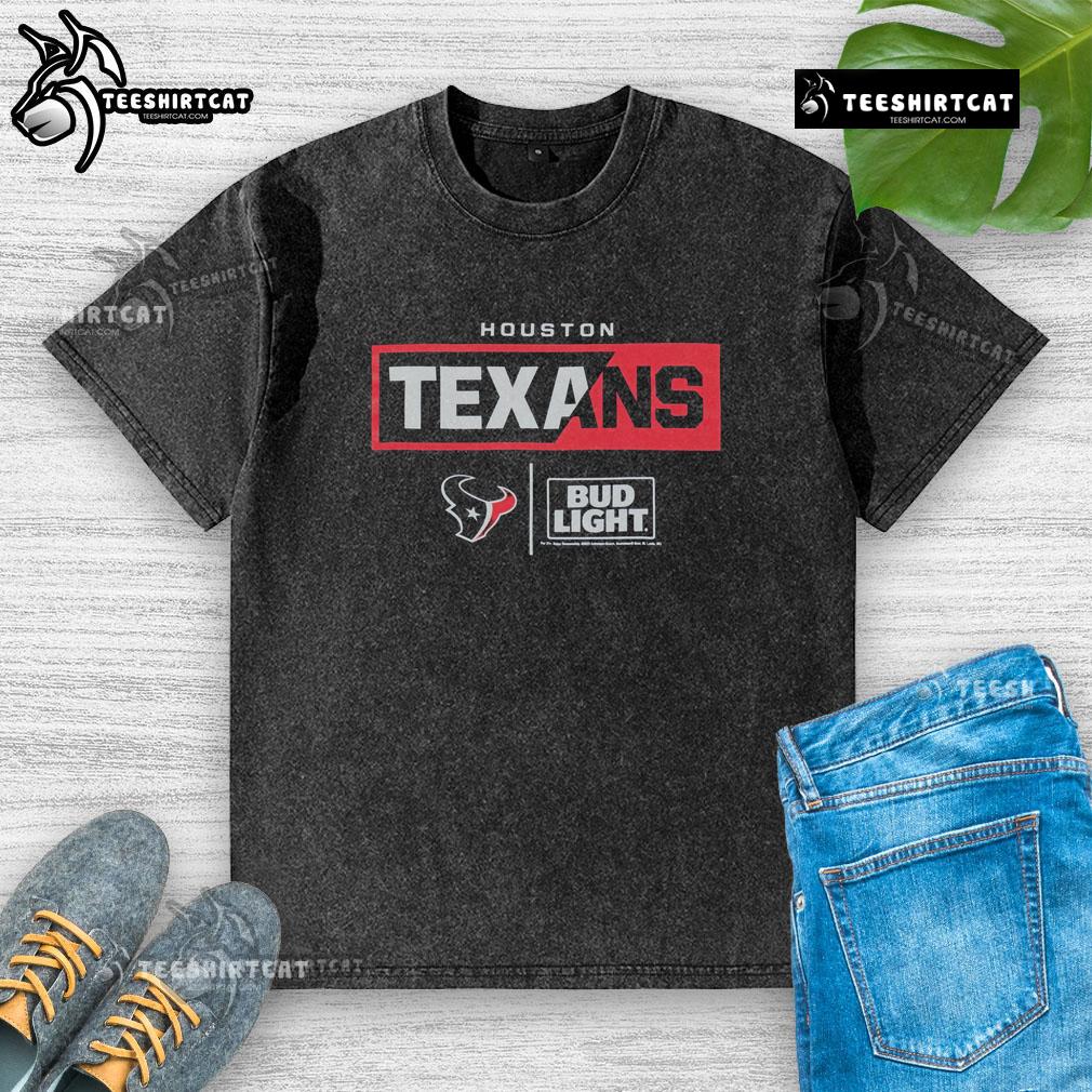 Alt Text: Official Bud Light Houston Texans Team washed t-shirt featuring vibrant team colors and logo, perfect for game day.