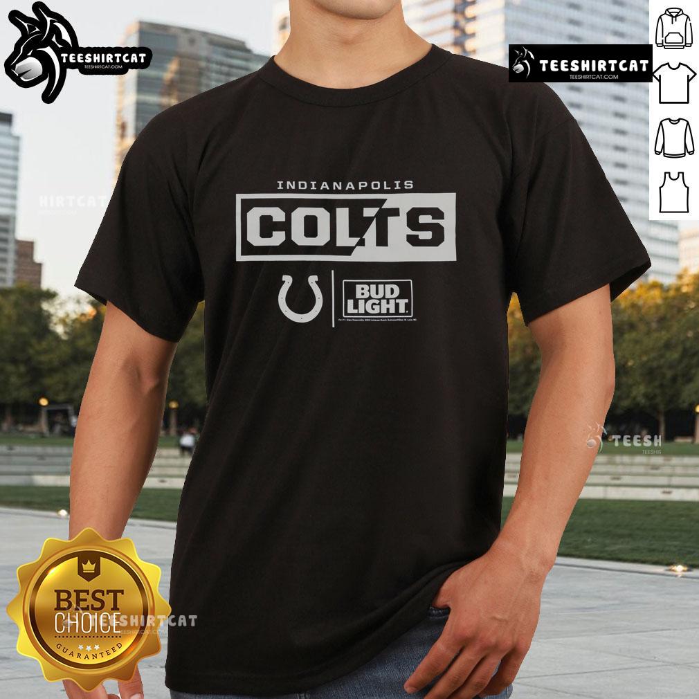 Official Bud Light Indianapolis Colts Team T-Shirt featuring bold team logo and vibrant colors, perfect for fans.