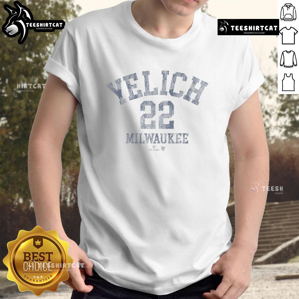 Official Christian Yelich October T-Shirt featuring team colors and player graphics, perfect for fans celebrating the season.