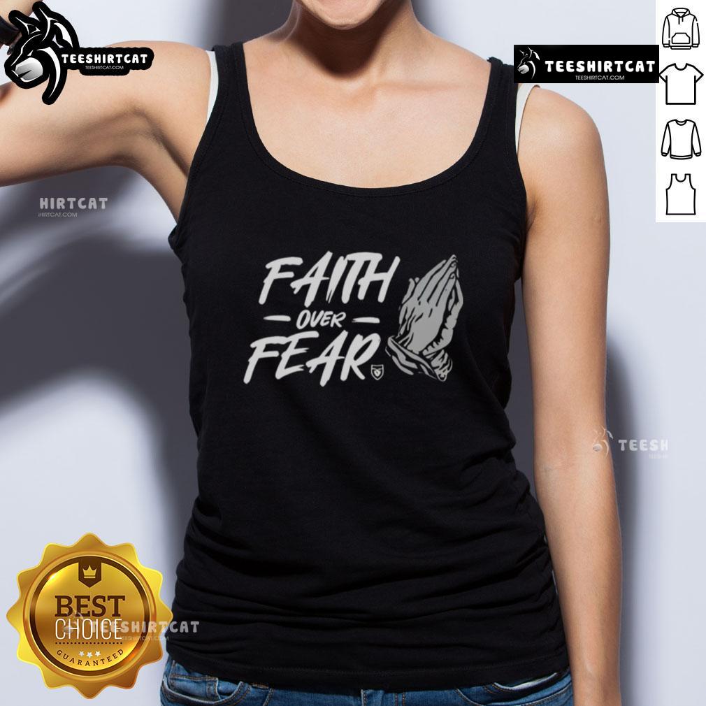 Alt Text: Official Faith Over Fear Hand Tank Top featuring a bold design, perfect for spreading positivity and confidence.