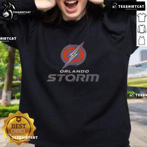 Alt Text: Official Orlando Storm football logo sweatshirt featuring vibrant team colors and a comfortable fit for fans.