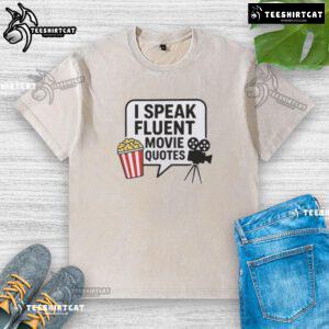 Alt Text: Original I Speak Fluent Movie Quotes washed t-shirt featuring a humorous design for film lovers.