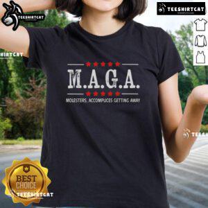 Original Maga Molesters Accomplices design on a stylish ladies tee, perfect for expressing bold political views.