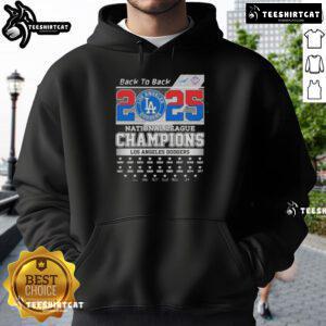 Premium 2025 Los Angeles Dodgers National League Champions hoodie showcasing team pride and stylish design.