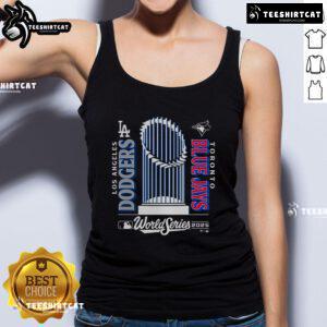 Premium Blue Jays 2025 World Series Match-Up Tank Top featuring vibrant team colors and stylish design for fans.