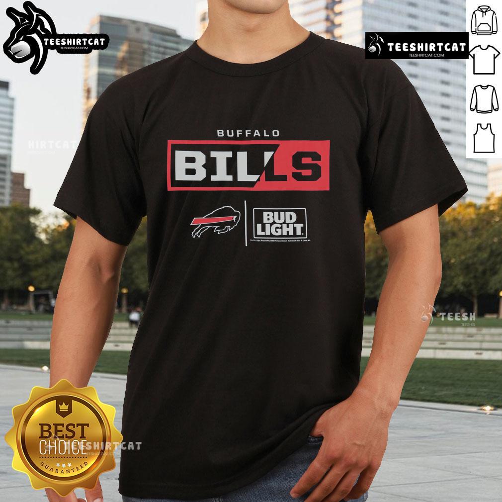 Premium Bud Light Buffalo Bills Team T-Shirt featuring bold team graphics, perfect for fans and game day attire.